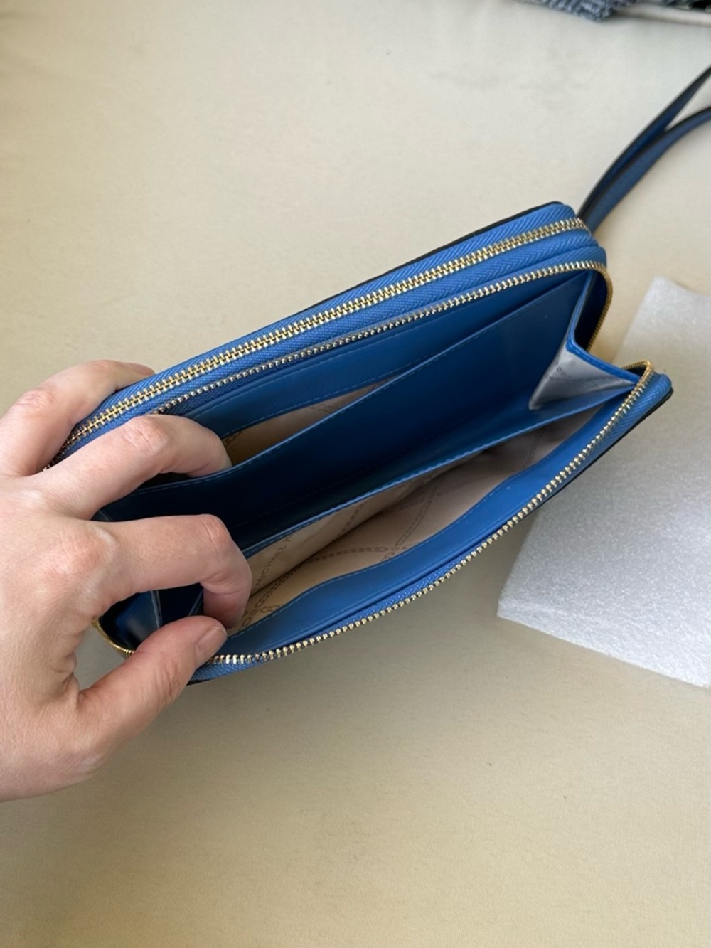 Michael Kors Brown Wallet with Blue Trim and Wristlet - Picture 11 of 11